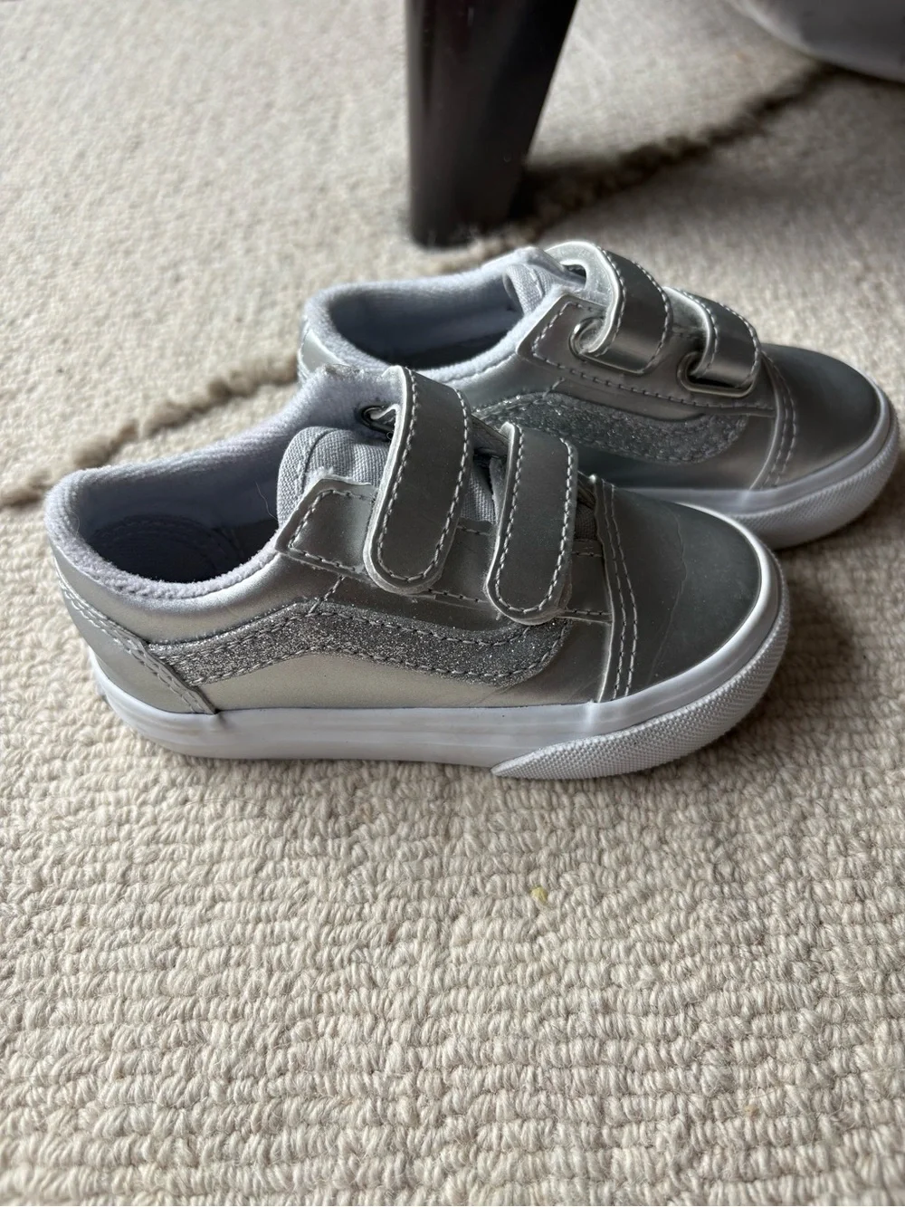VANS | Metallic Silver Velcro Sneakers - Almost New